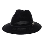 Fedora Meshed Panama Hat Black Faux Leather Belt Wide Brim