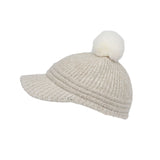 Knitted Women Winter Cap with Visor Brim Pom Beanie Soft Warm Ribbed Hat ACQ1442