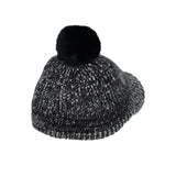 Knitted Women Winter Cap with Visor Brim Pom Beanie Soft Warm Ribbed Hat ACQ1442