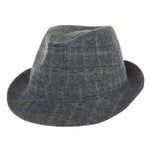 Banded Rayon Fedora Hat Glen Plaid Check Pttern