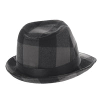 Wool Fedora Hat Glen Tartan Plaid Check Pattern DW6488