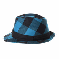 Fedora Hat Gingham Plaid Check Pattern Cotton Hat DW6681