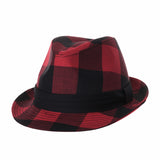 Fedora Hat Gingham Plaid Check Pattern Cotton Hat DW6681