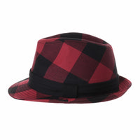 Fedora Hat Gingham Plaid Check Pattern Cotton Hat DW6681