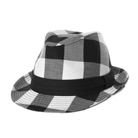 Fedora Hat Gingham Plaid Check Pattern Cotton Hat DW6681