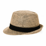 Linen Fedora Hat Paper Straw Banded Summer Cool DW6711