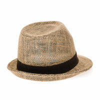 Linen Fedora Hat Paper Straw Banded Summer Cool DW6711