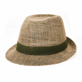 Linen Fedora Hat Paper Straw Banded Summer Cool DW6711