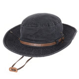 Boonie Bush Hat Wide Brim Faux Leather Band Side Snap DW8340