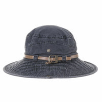 Boonie Bush Hat Wide Brim Faux Leather Band Side Snap DW8340