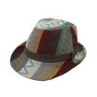 Fedora Hat Aztec Pattern Trilby Short Brim with Band LD61347