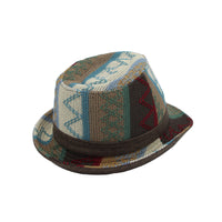 Fedora Hat Aztec Pattern Trilby Short Brim with Band LD61347