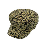 Animal Print Cotton Newsboy Cabbie Peaked Beret Cap Baker Boy Flat Cap