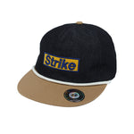 Cotton Denim Flat Bill Cap Two Tone Strike Embroidered Snapback Hat