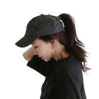 Ponytail High Bun Hat Ponycaps Cotton Baseball Cap