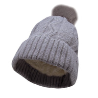 Winter Pom Beanie Fleece Twist Knit Hat Slouchy Cap YZP0090