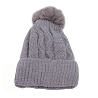 Winter Pom Beanie Fleece Twist Knit Hat Slouchy Cap YZP0090