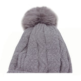 Winter Pom Beanie Fleece Twist Knit Hat Slouchy Cap YZP0090