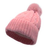 Winter Pom Beanie Fleece Twist Knit Hat Slouchy Cap YZP0090