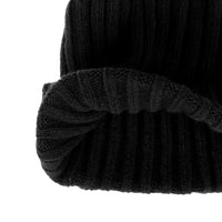 Wool Ribbed Knitted Beanie Hat Slouchy Bobble Pom AC5476