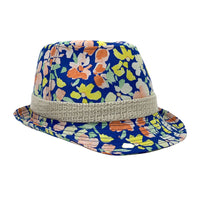 Flower Pattern Fedora Hat Short Brim Sun Hat Classic Trilby LD61517